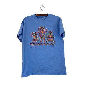 Sportex Apparel Womens Blue Cactus Kitties Sedona Arizona Puff Paint Tshirt M